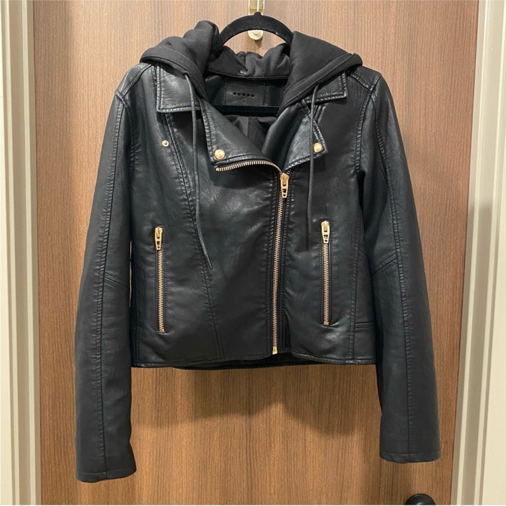 Blank NYC Faux Leather Jacket with Hood - Picture 2 of 8